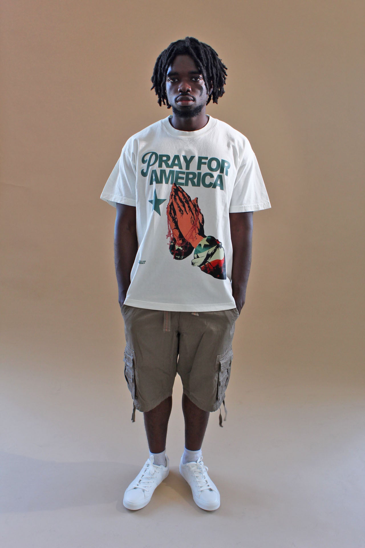 "PRAY FOR AMERICA" MULTI GRAPHIC T-SHIRT