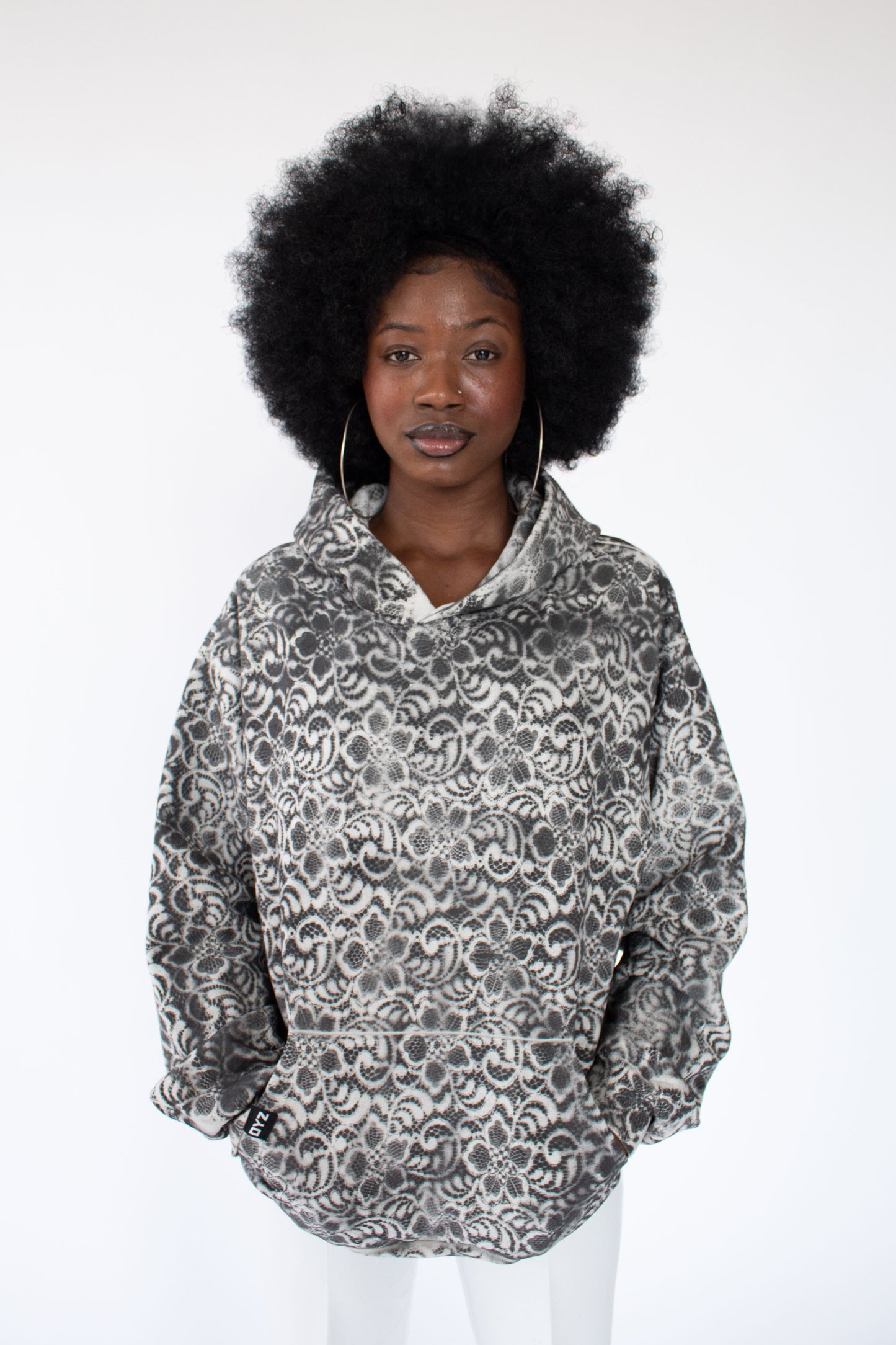 "DYZ" Black & White Premium Lace Hoodie