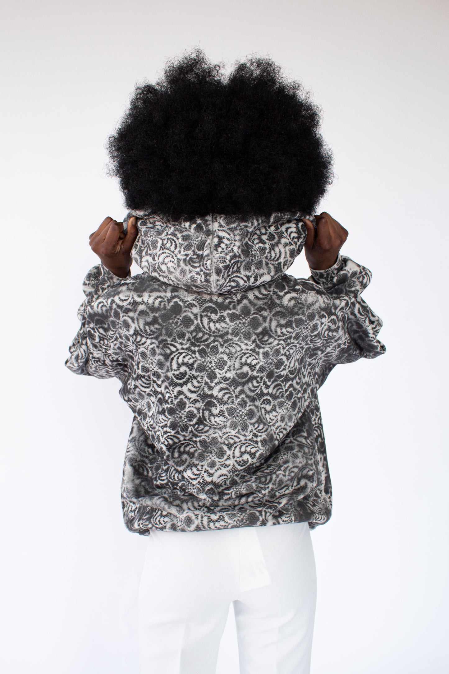 "DYZ" Black & White Premium Lace Hoodie