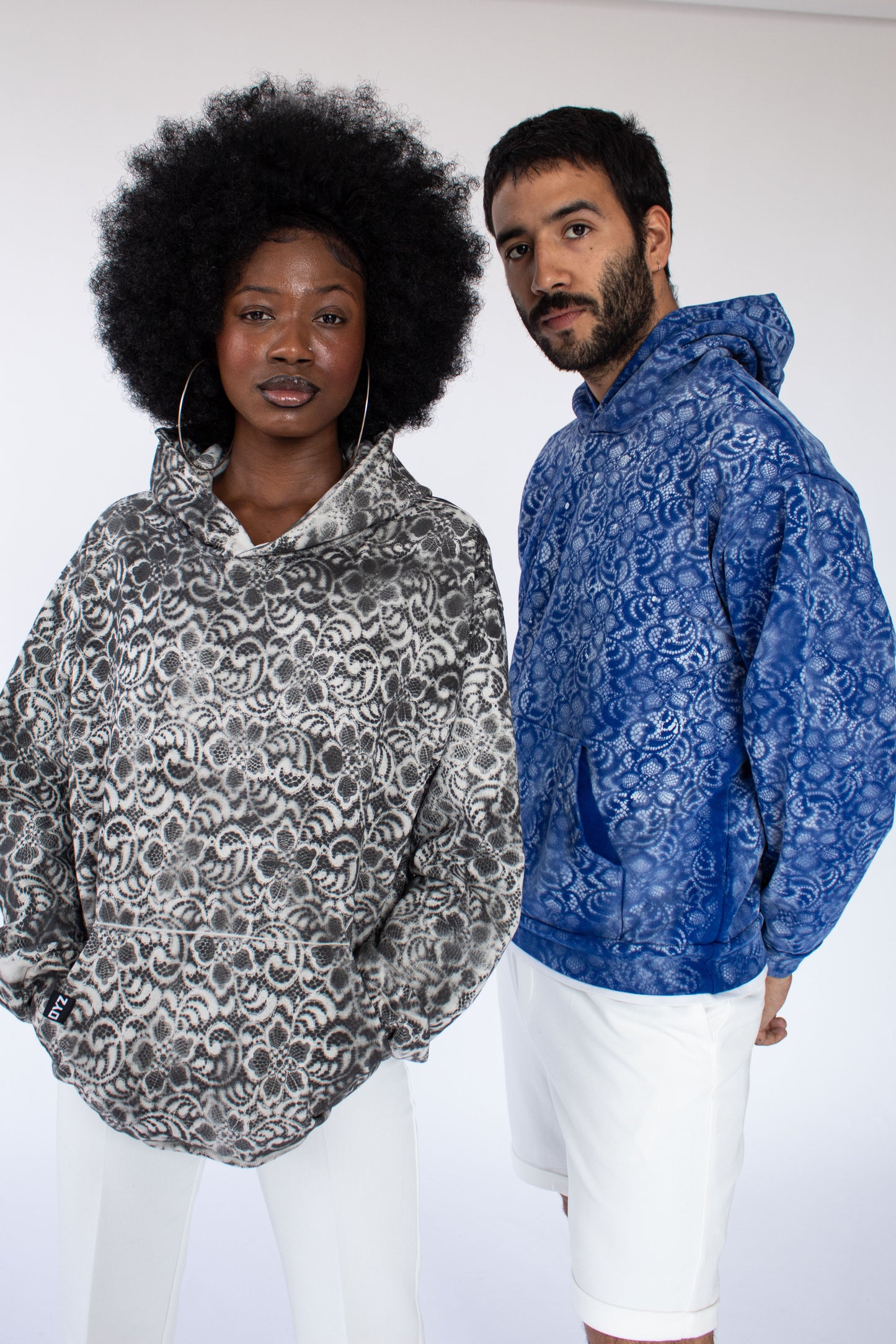 "DYZ" Black & White Premium Lace Hoodie
