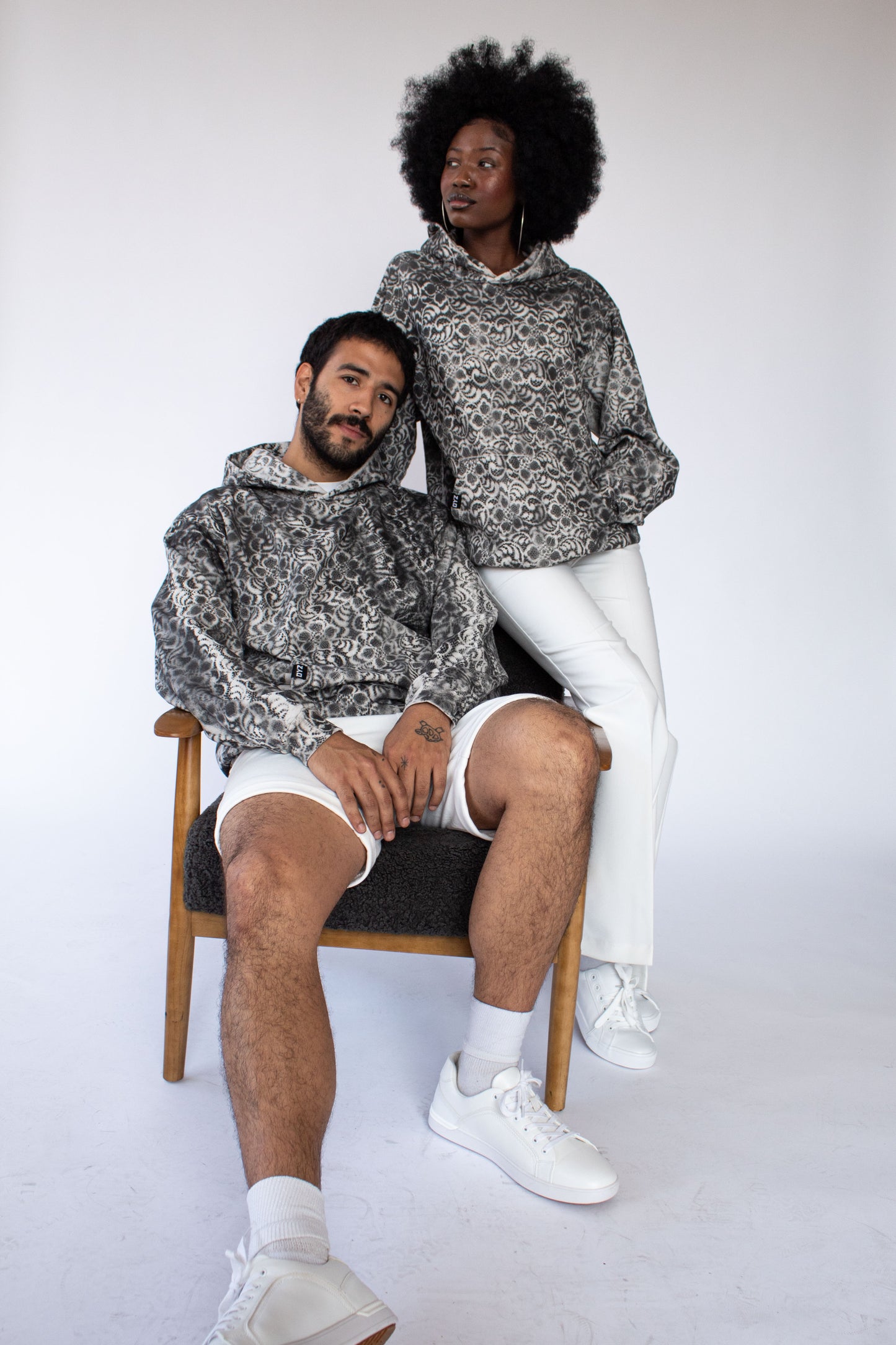 "DYZ" Black & White Premium Lace Hoodie