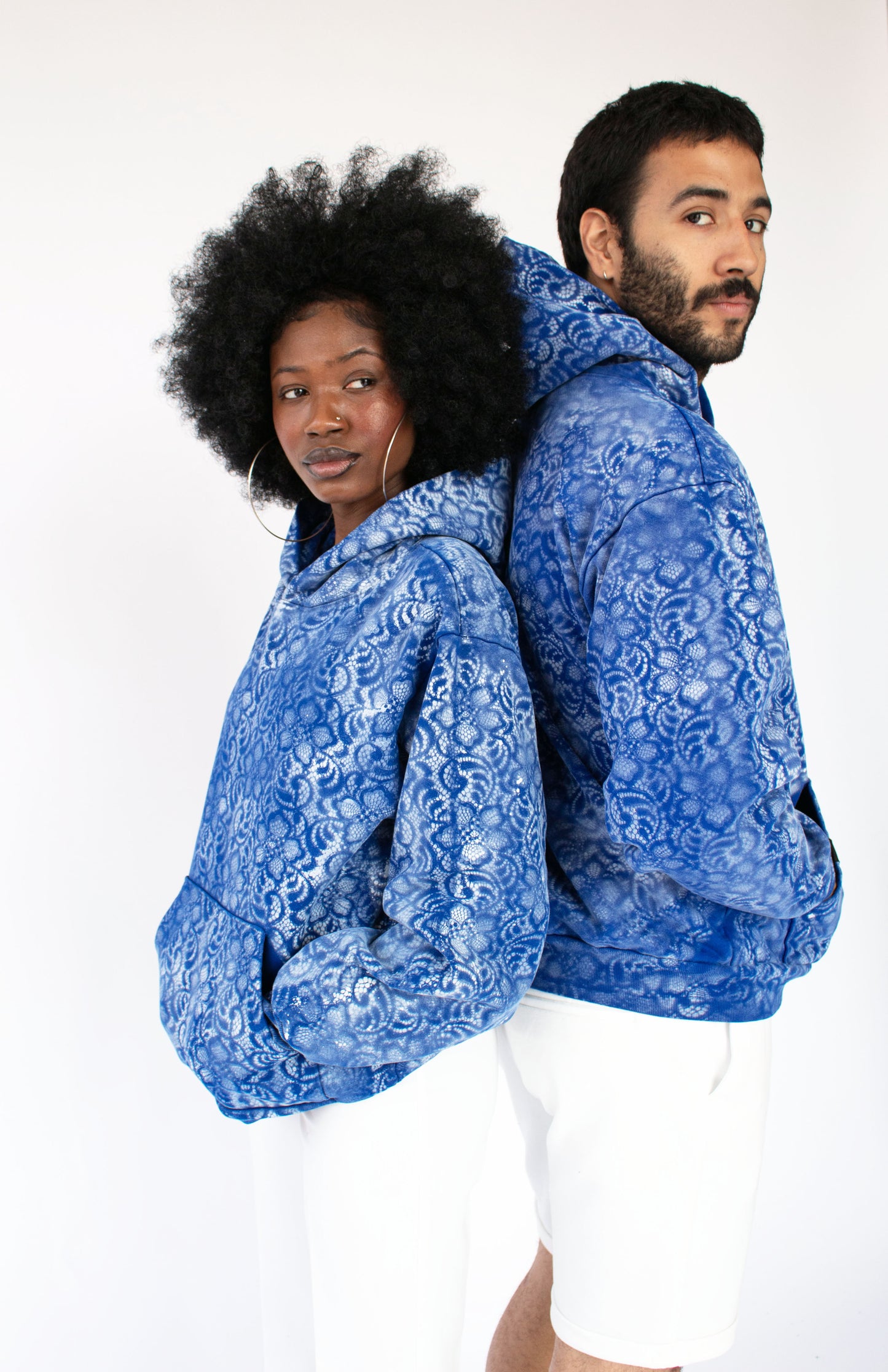 "DYZ" Blue & White Premium Lace Hoodie