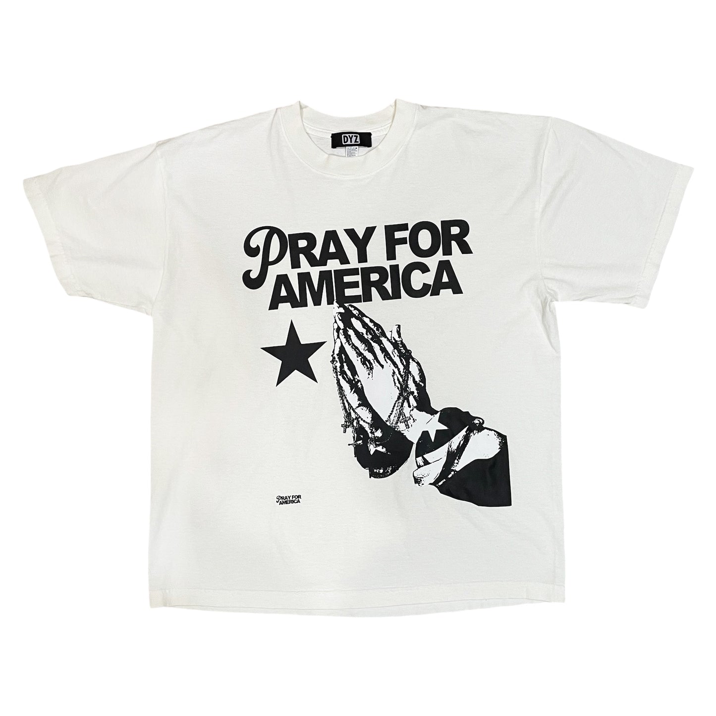 "PRAY FOR AMERICA" B&W GRAPHIC T-SHIRT